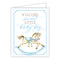 Card - Handpainted Blue Welcome Sweet Little Baby Boy Rocking Horse
