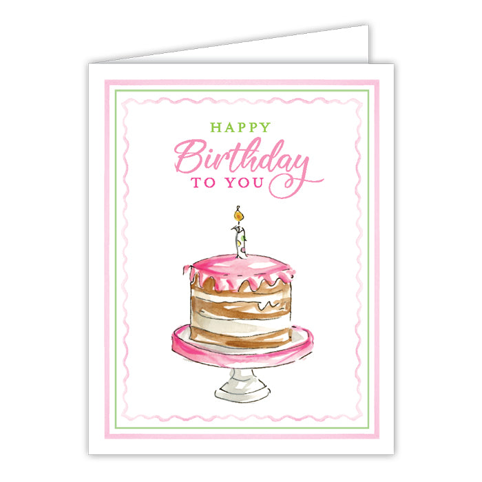 Card - Pink Happy First Birthday to You Cake