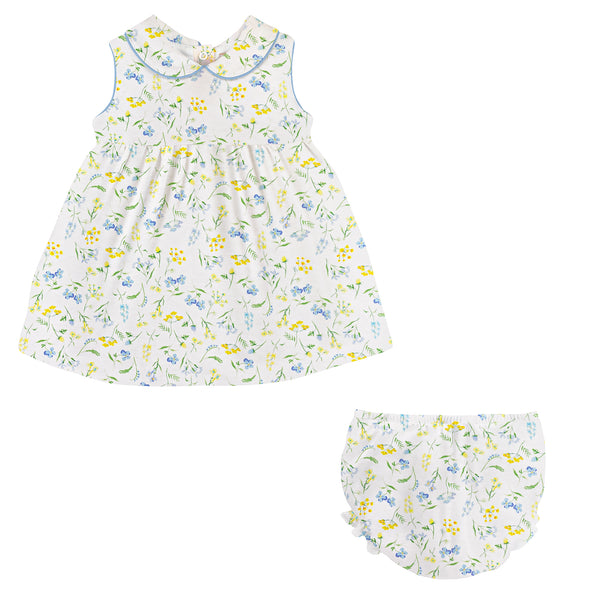 Delicate Wildflowers, Dress Set with Round Collar