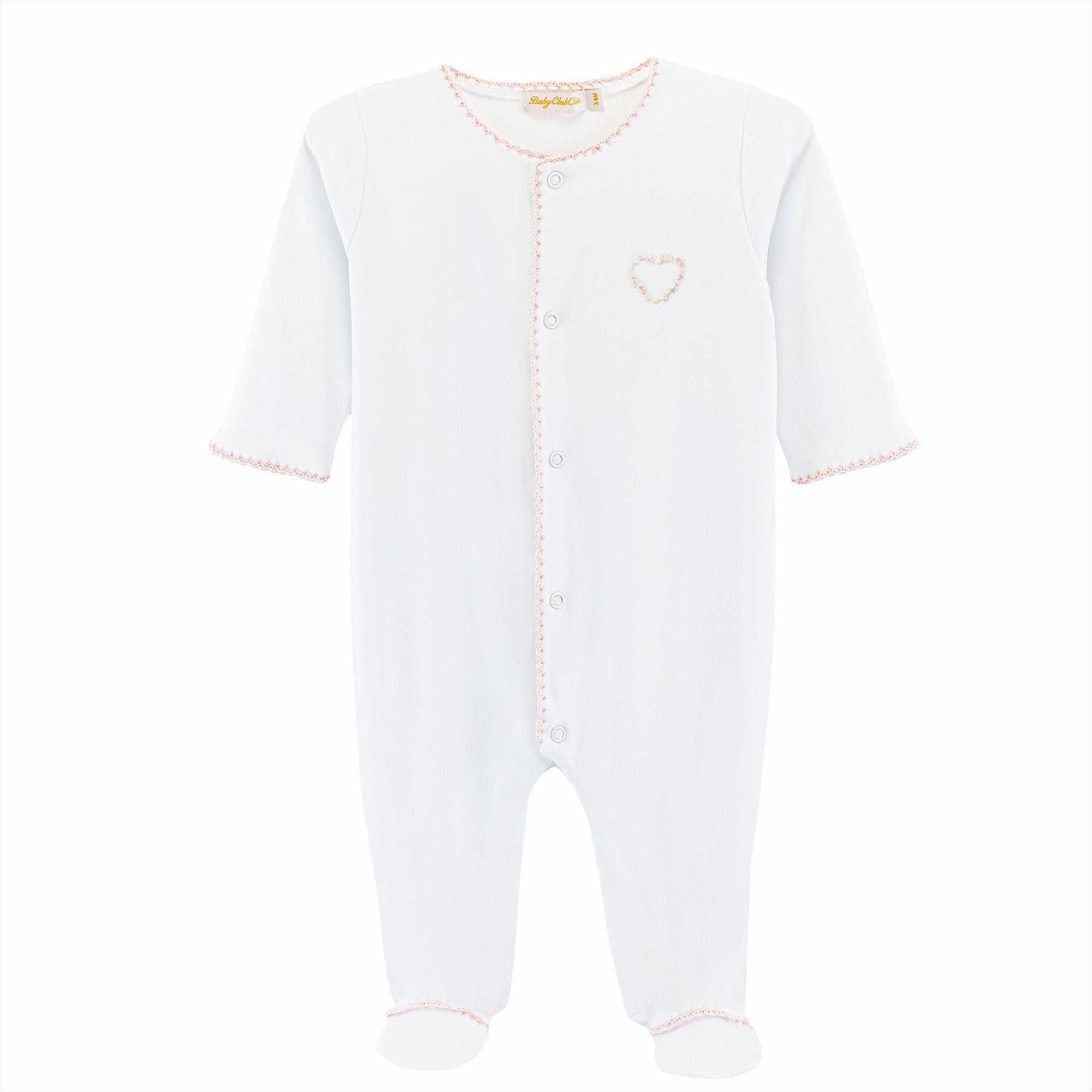 Sweet Heart Footie With Crochet Trim