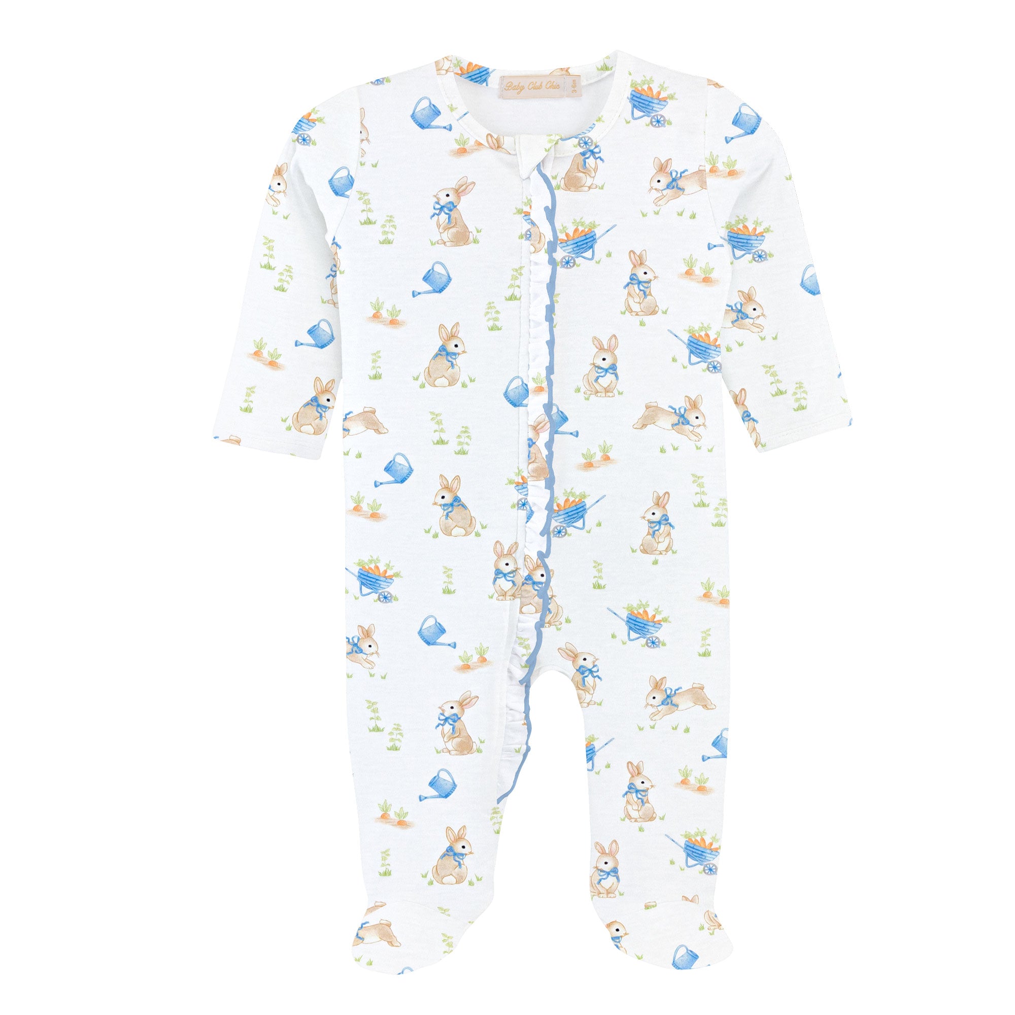 Bunny's Garden Zipped Footie with Ruffles