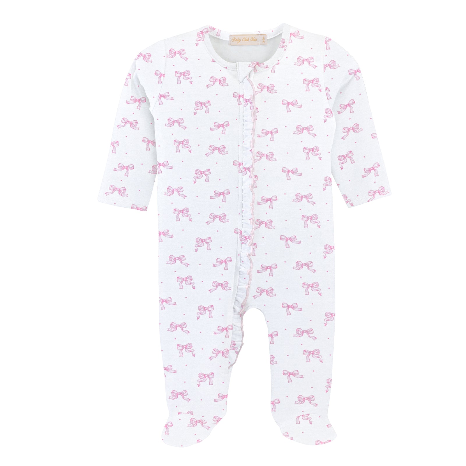 Tiny Pretty Bows Printed Zipper Footie w/Ruffles