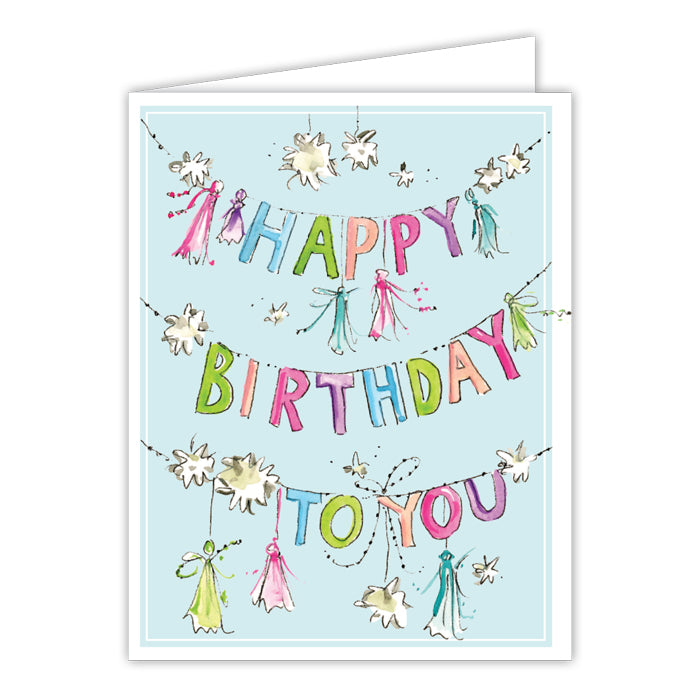 Card - Handpainted Happy Birthday To You Tassel Banners