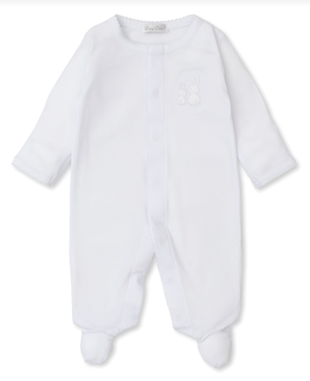 Pique Cuddle Bunnies Footie, White