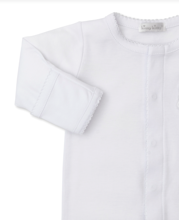 Pique Cuddle Bunnies Footie, White