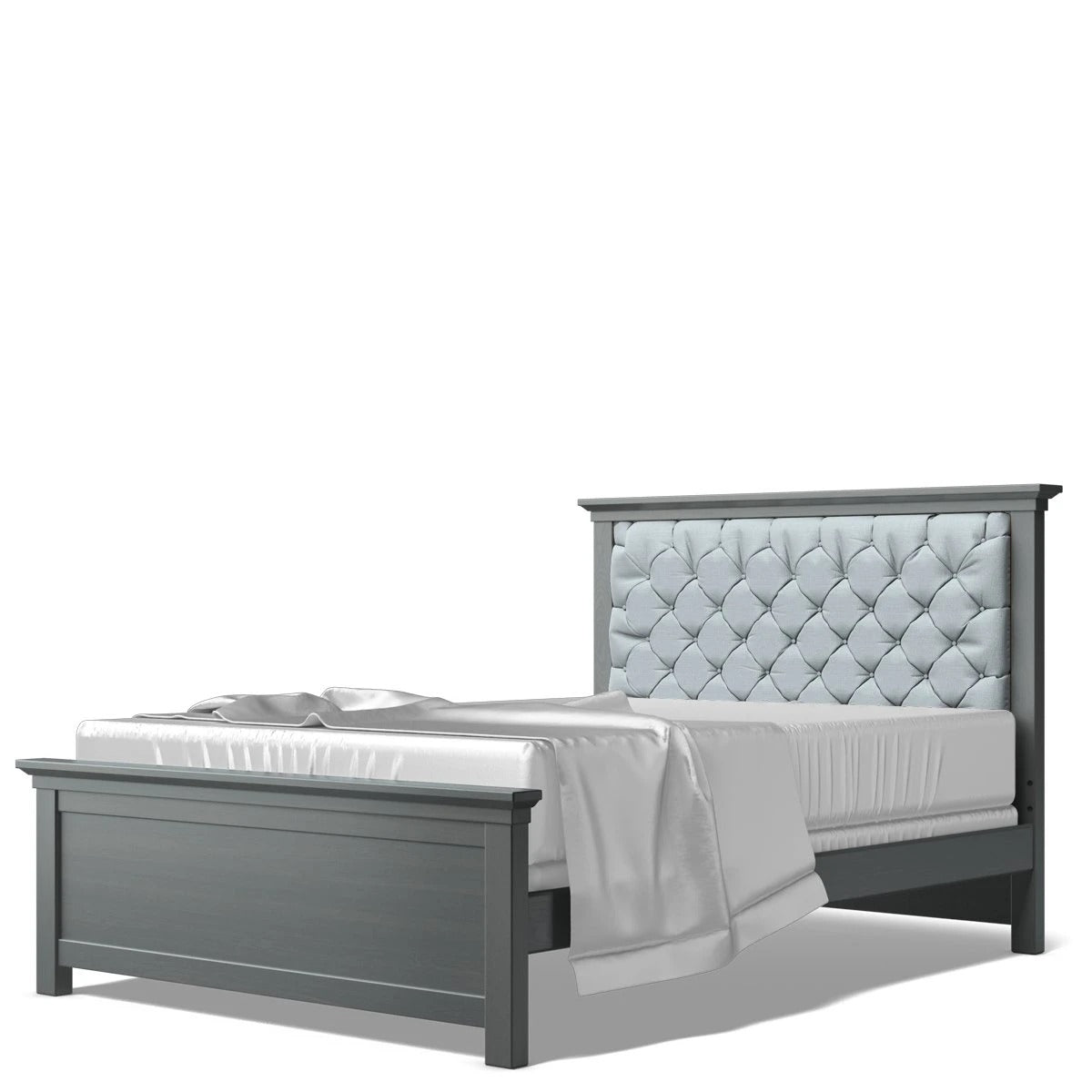 Full Bed Tufted Headboard Washed Grey with Grey