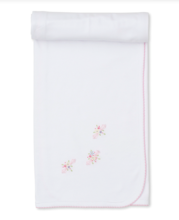 SCE Blooming Sprays Blanket with Hand Emb, White