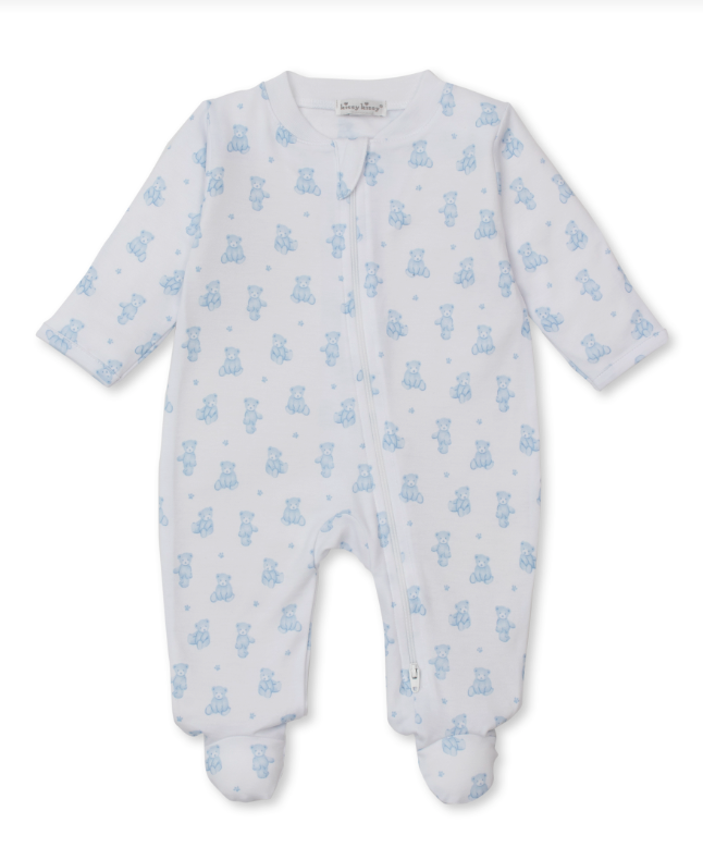 Teddy Bear Time Blue Zip Footie