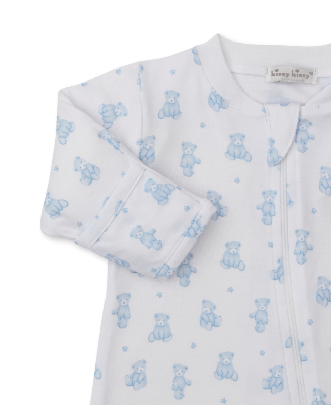 Teddy Bear Time Blue Zip Footie