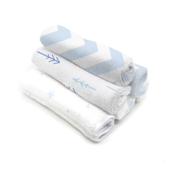 Washcloths - 6 Pack, White Blue