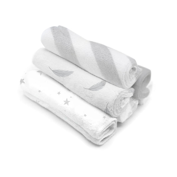 Washcloths - 6 Pack, White Grey