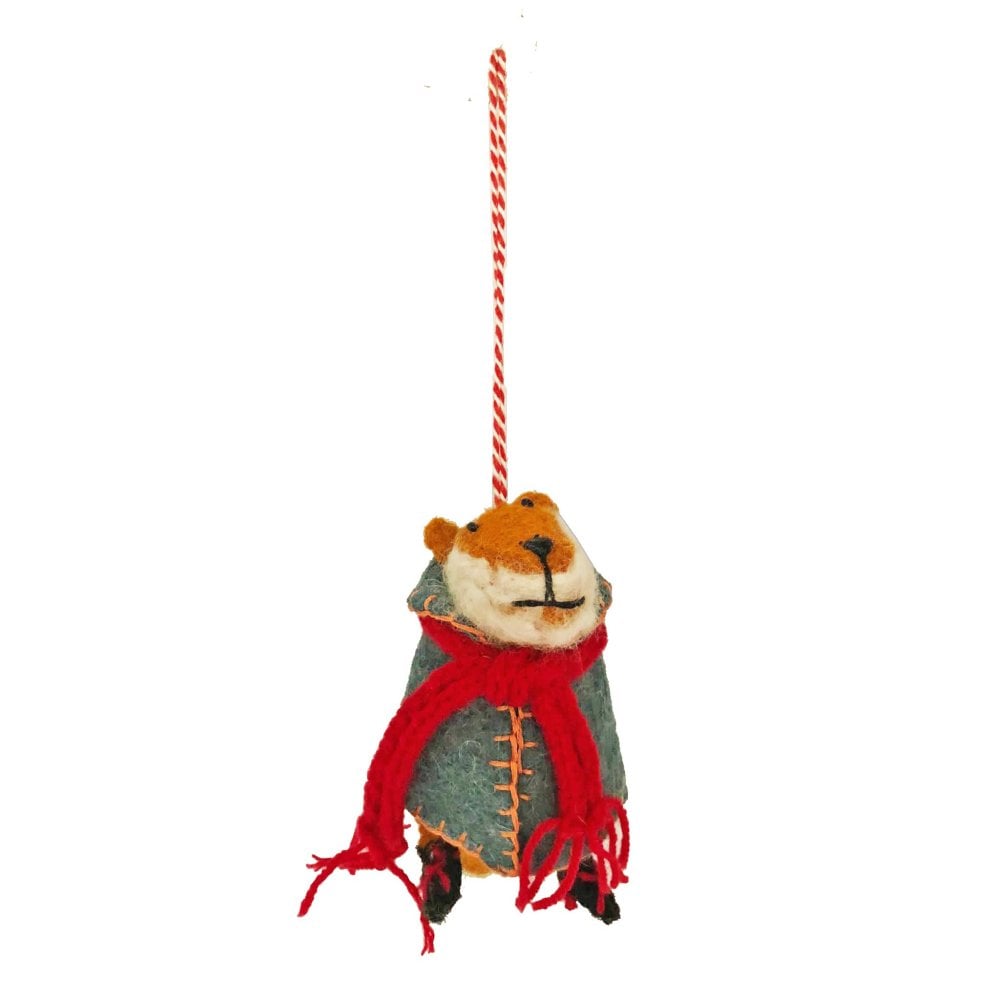 Woodland Fox with Cape & Red Scarf Hanging Decoration