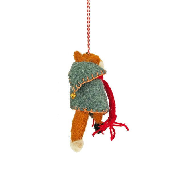 Woodland Fox with Cape & Red Scarf Hanging Decoration