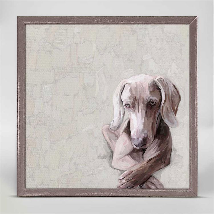 Best Friend - Long Day Weimaraner, Mini Framed Canvas