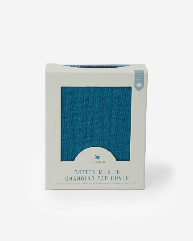 Cotton Muslin Changing Pad Cover - Lake