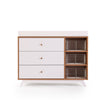 Central Park 3-drawer, Two Shelves Dresser White/Red Oak
