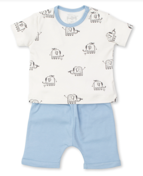 Elephants Short Set, Black/Blue