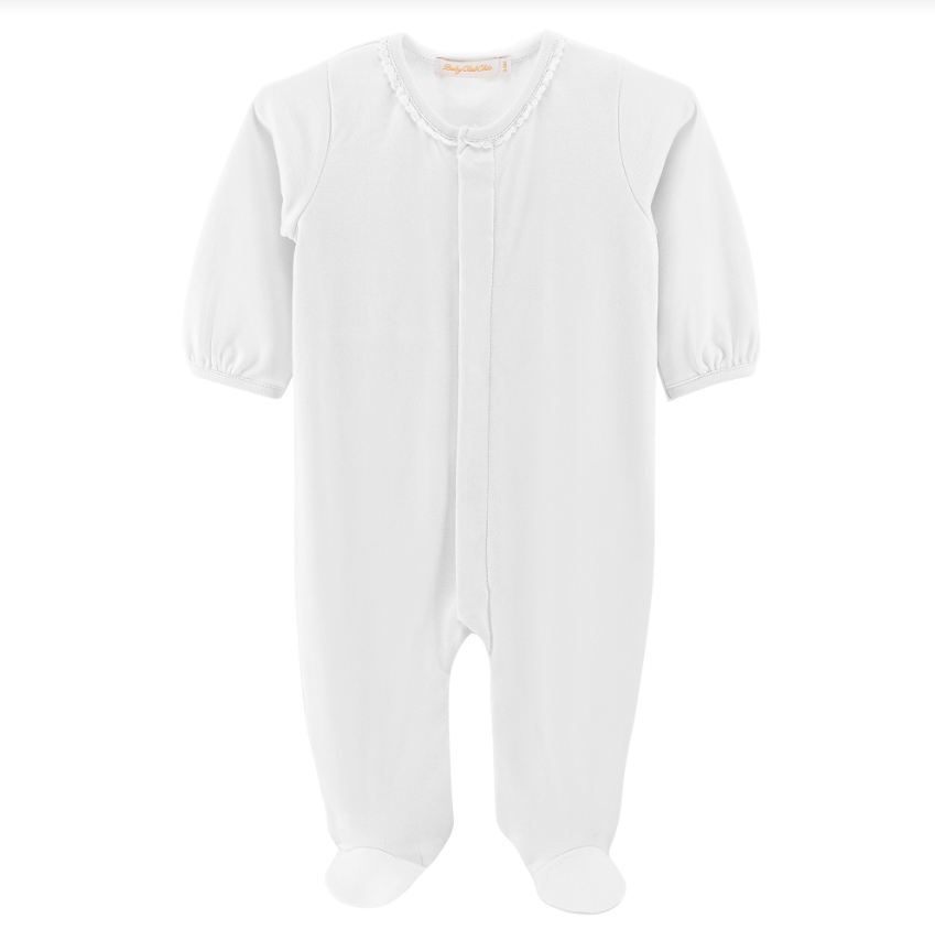 Footie W/ Lace Trim, White