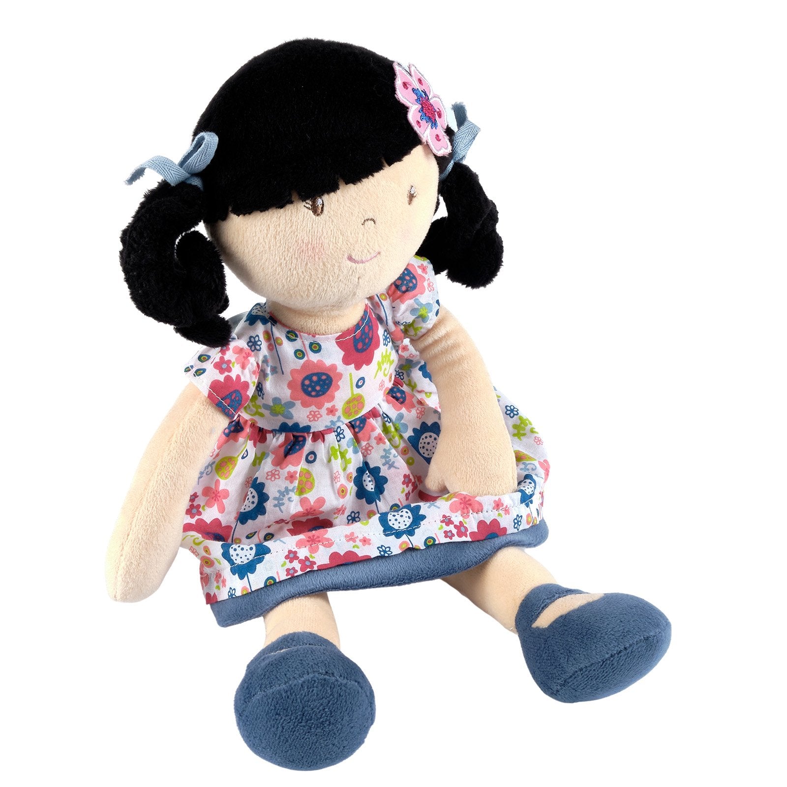 Lilac - Black Hair Doll, Blue Floral Dress