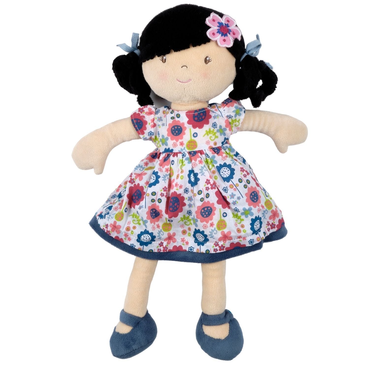 Lilac - Black Hair Doll, Blue Floral Dress
