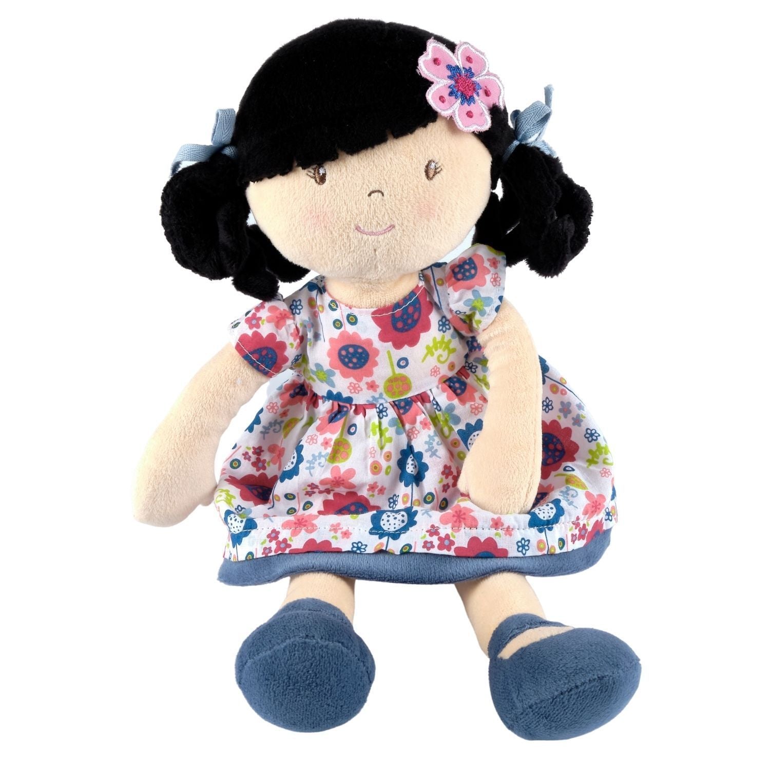 Lilac - Black Hair Doll, Blue Floral Dress