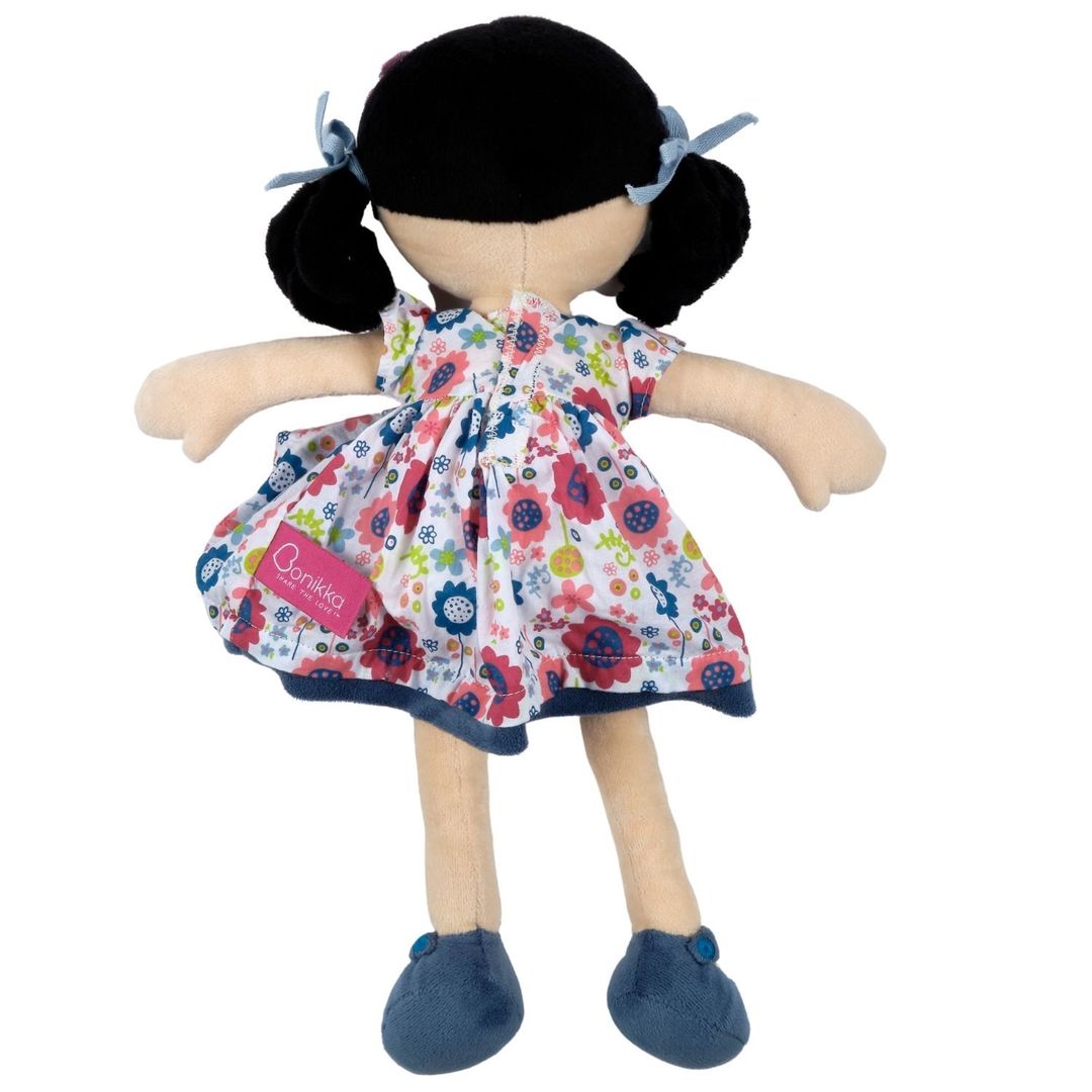Lilac - Black Hair Doll, Blue Floral Dress