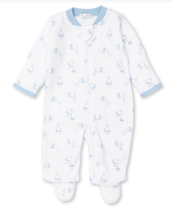 Peppy Pups Zip Footie, Blue