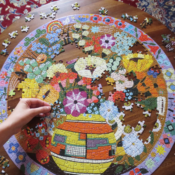 Purple Bird and Flowers 500 Piece Puzzle