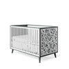 Classic Crib Oil Grey with Solid White and Stripe Laser Applique