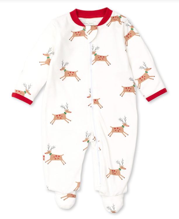 Reindeer Cheer Footie with Zip