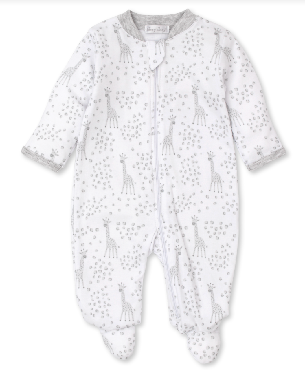 Speckled Giraffes Footie W/Zip, Silver