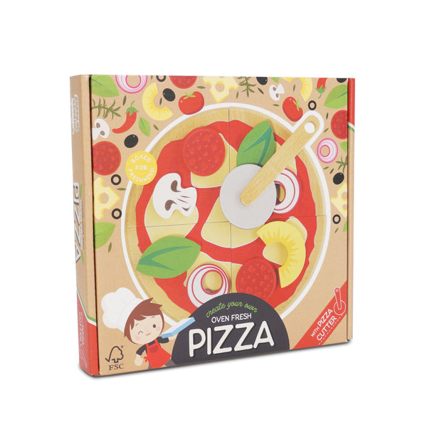 Wooden Pizza with Pizza Cutter