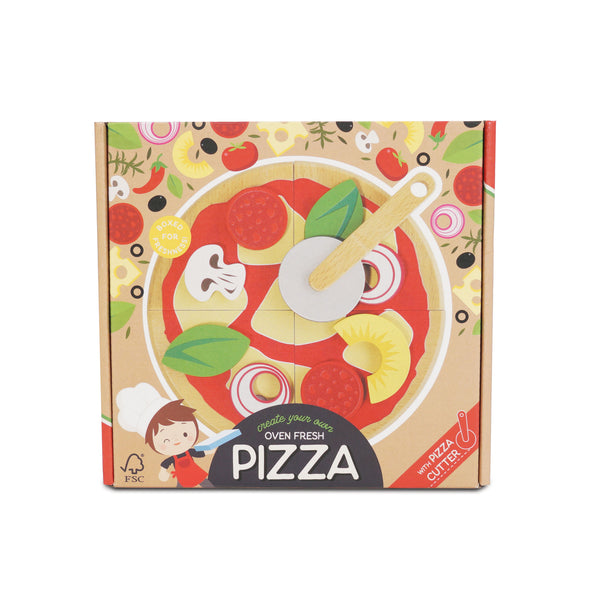 Wooden Pizza with Pizza Cutter