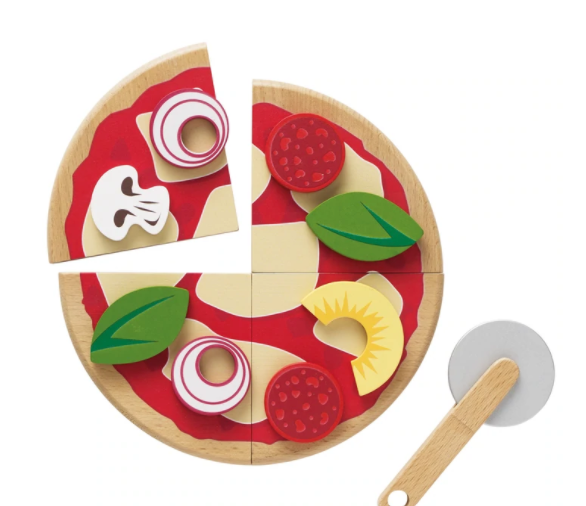 Wooden Pizza with Pizza Cutter