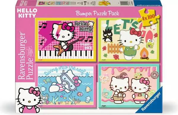 Ravensburger Let's Go Hello Kitty Bumper Pack 4 x 100PC Puzzles