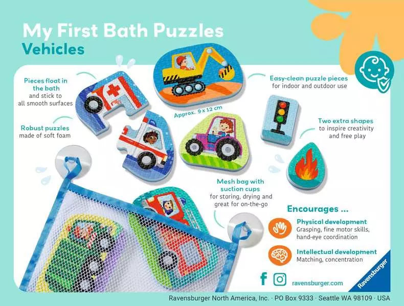 Ravensburger Play+ My First Bath Puzzles: Vehicles
