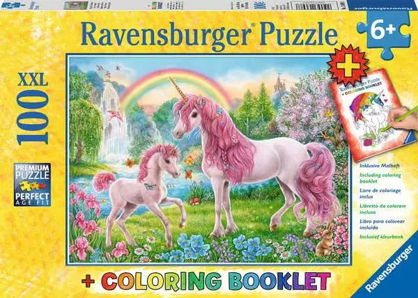Ravensburger Magical Unicorns XXL 100PC Puzzle + Coloring Booklet