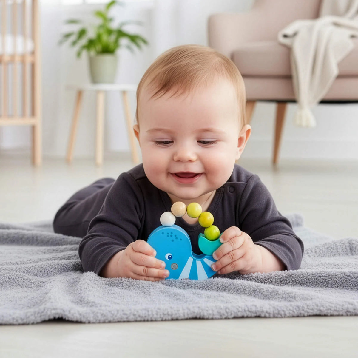 Haba Wooden Whale Rattle & Grasping Toy