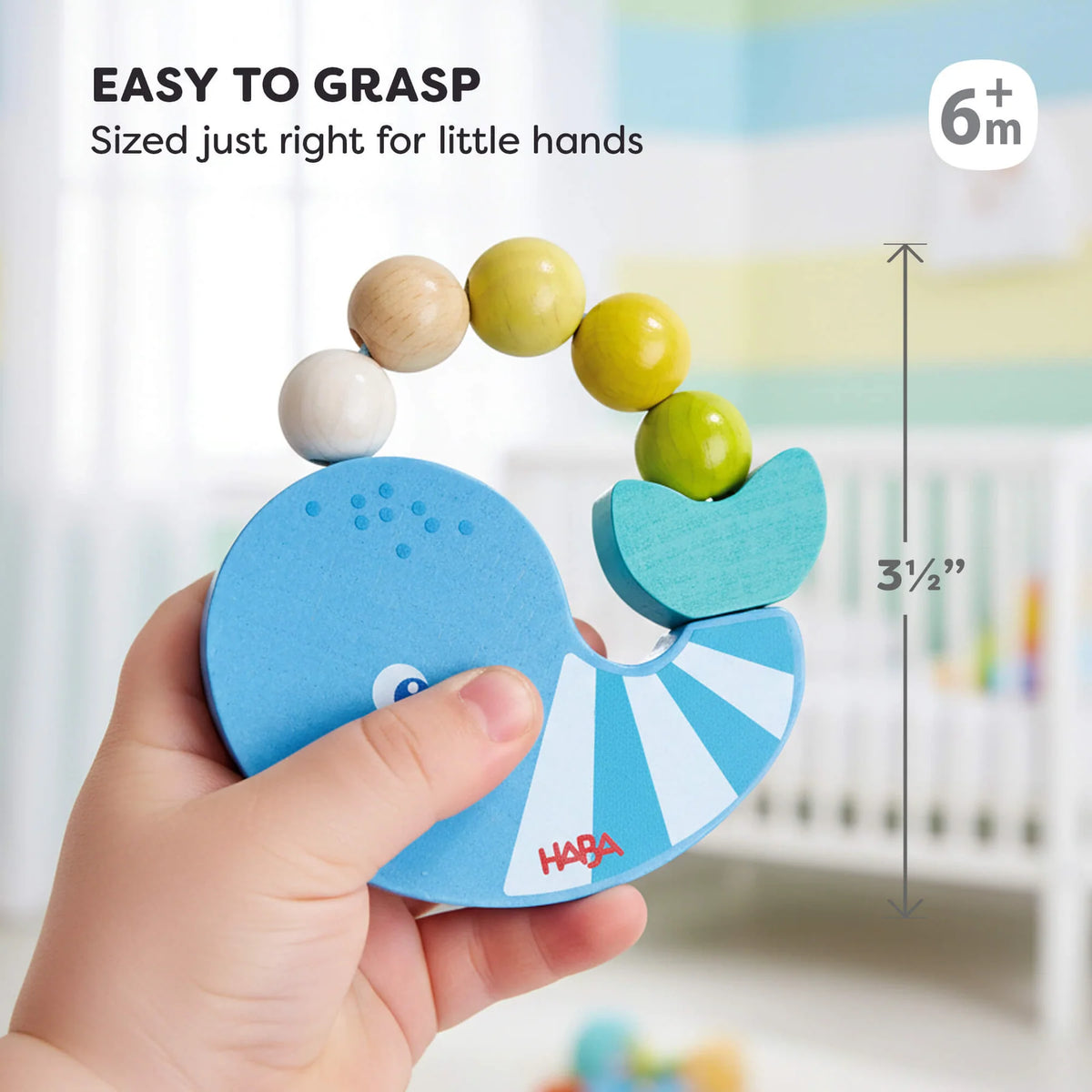 Haba Wooden Whale Rattle & Grasping Toy