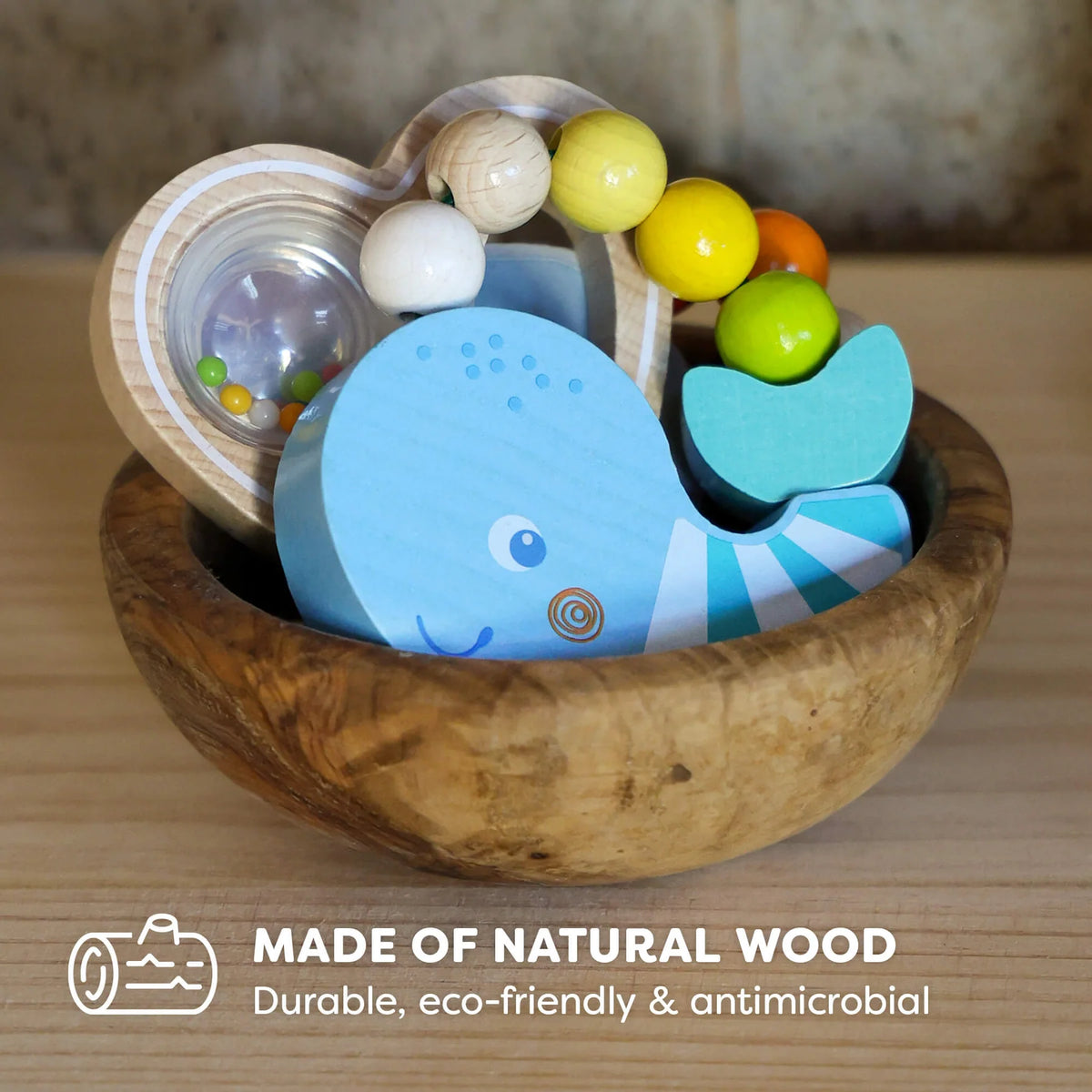 Haba Wooden Whale Rattle & Grasping Toy