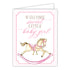 Card - Handpainted Pink Welcome Sweet Little Baby Girl Rocking Horse