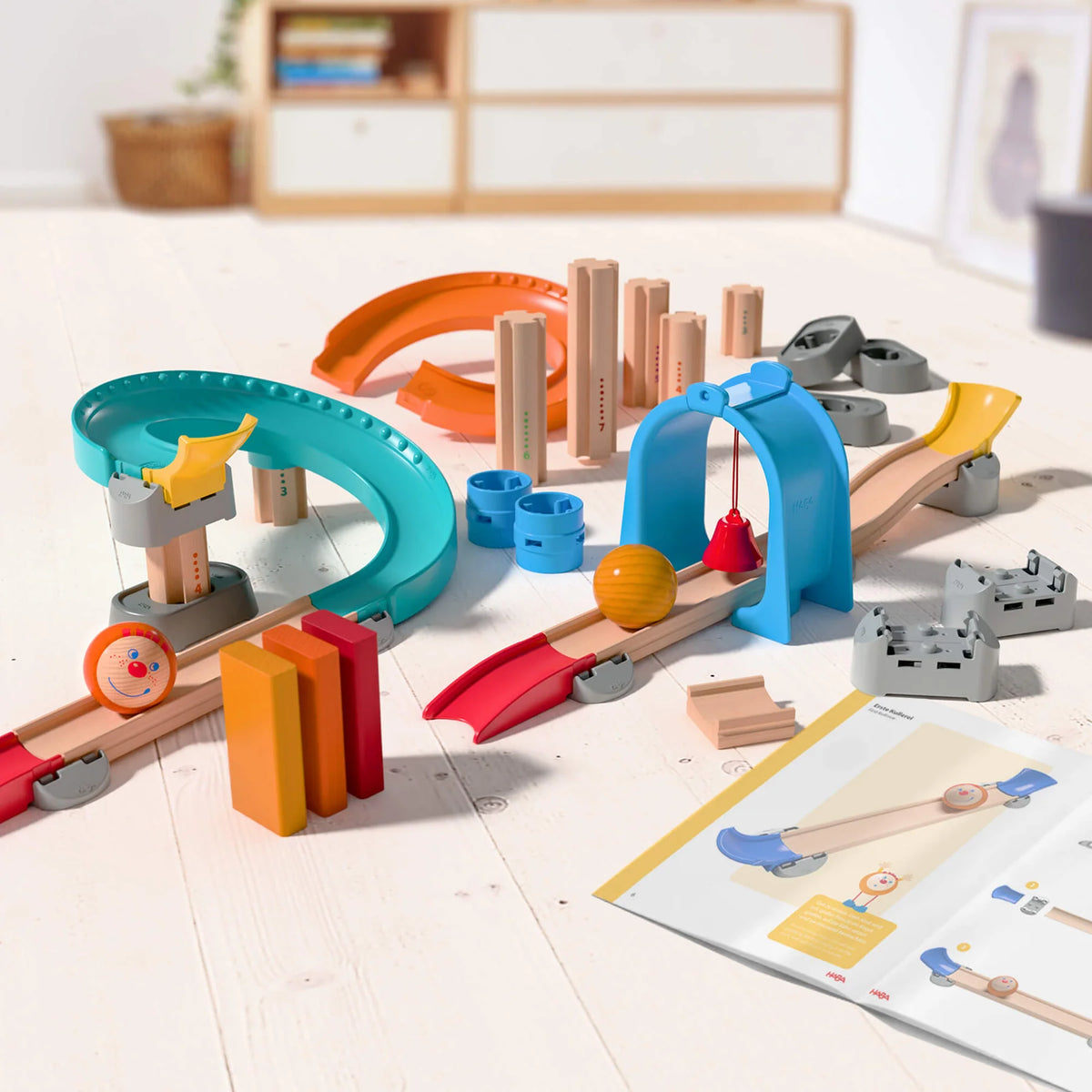 Haba Kullerbu Colorful Curves - Build & Grow Ball Track Set