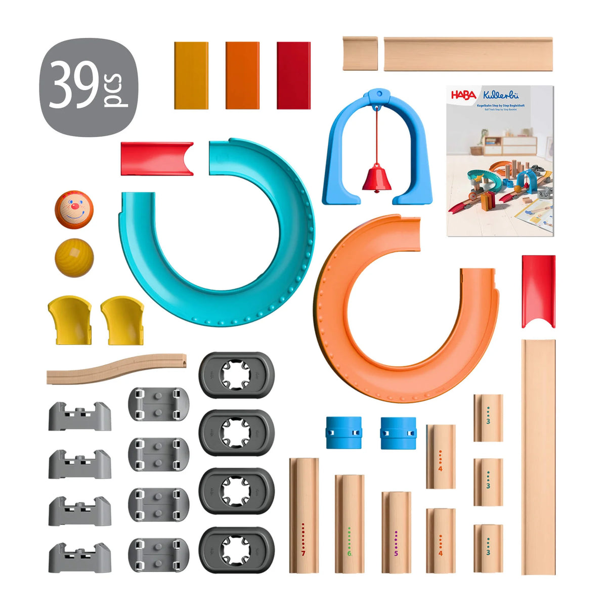 Haba Kullerbu Colorful Curves - Build & Grow Ball Track Set