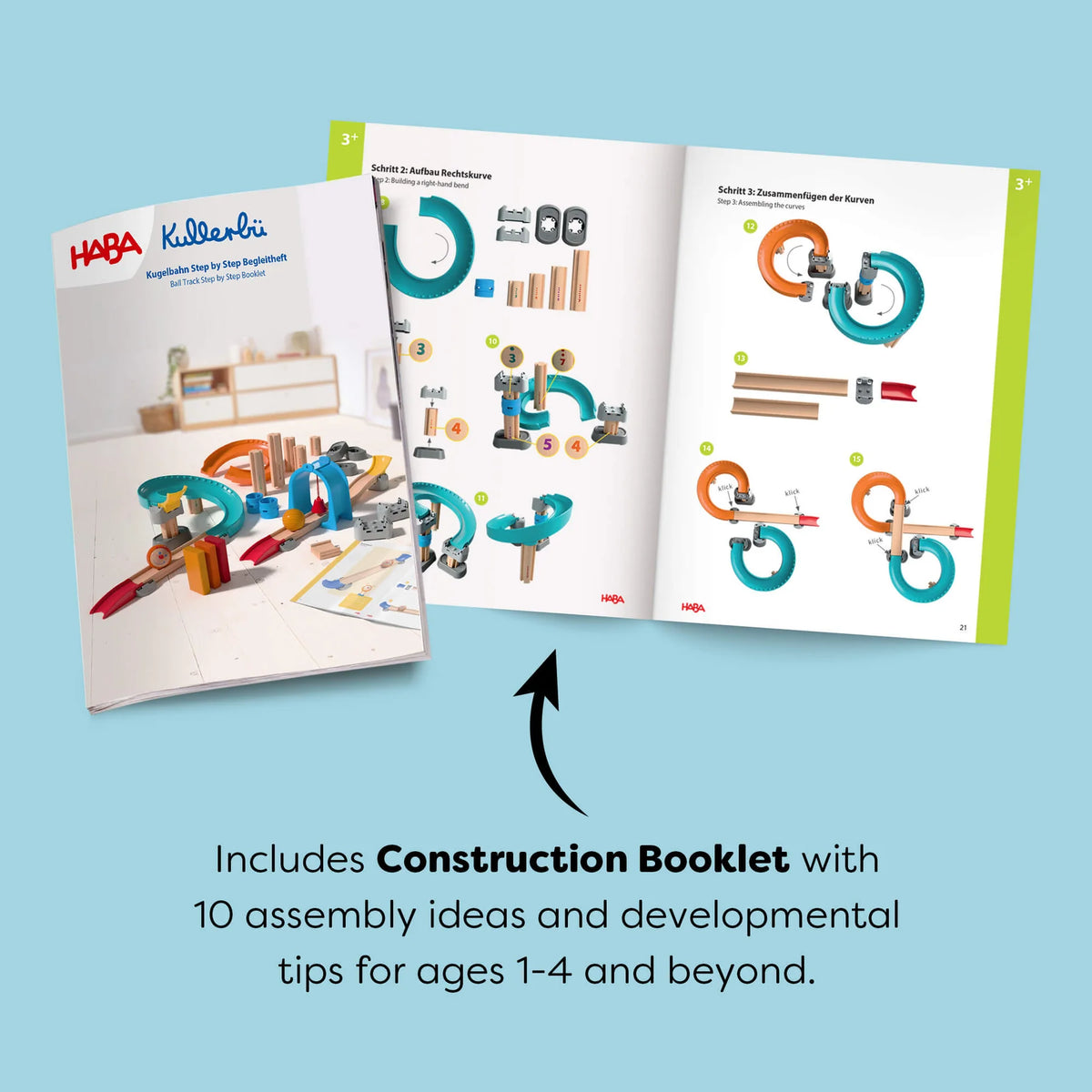 Haba Kullerbu Colorful Curves - Build & Grow Ball Track Set