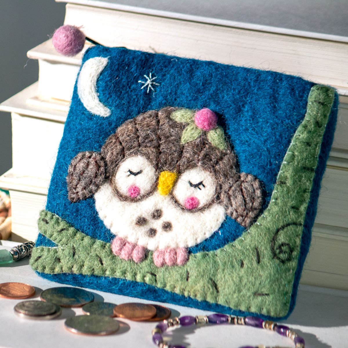 Wild Woolies Handmade Wool Coinpurse - Olivia Owlet