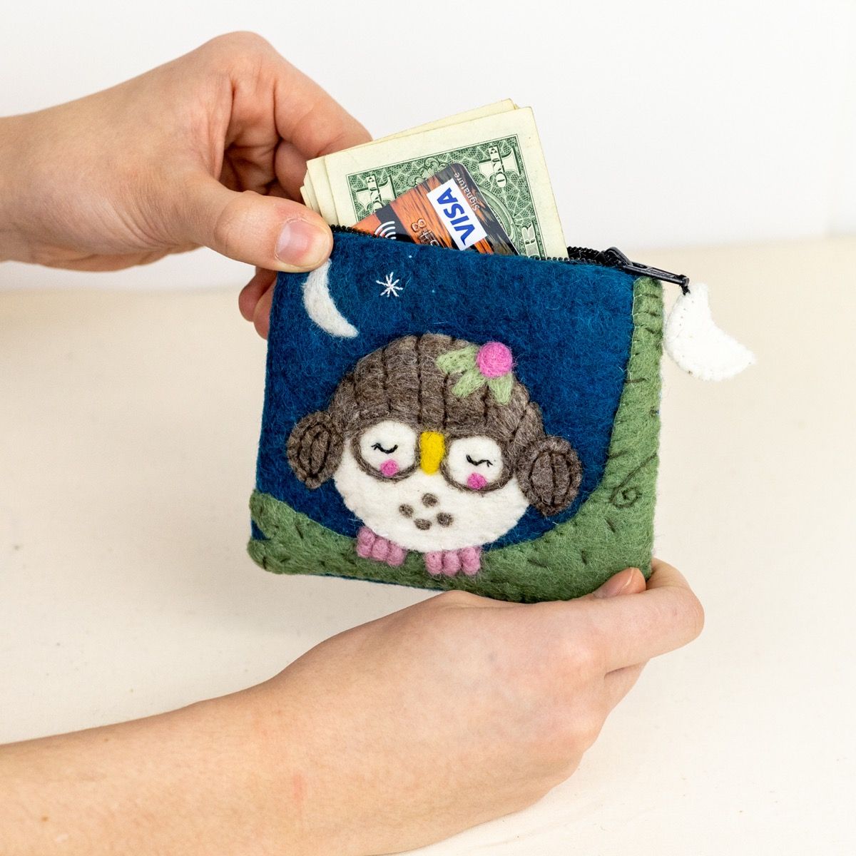 Wild Woolies Handmade Wool Coinpurse - Olivia Owlet