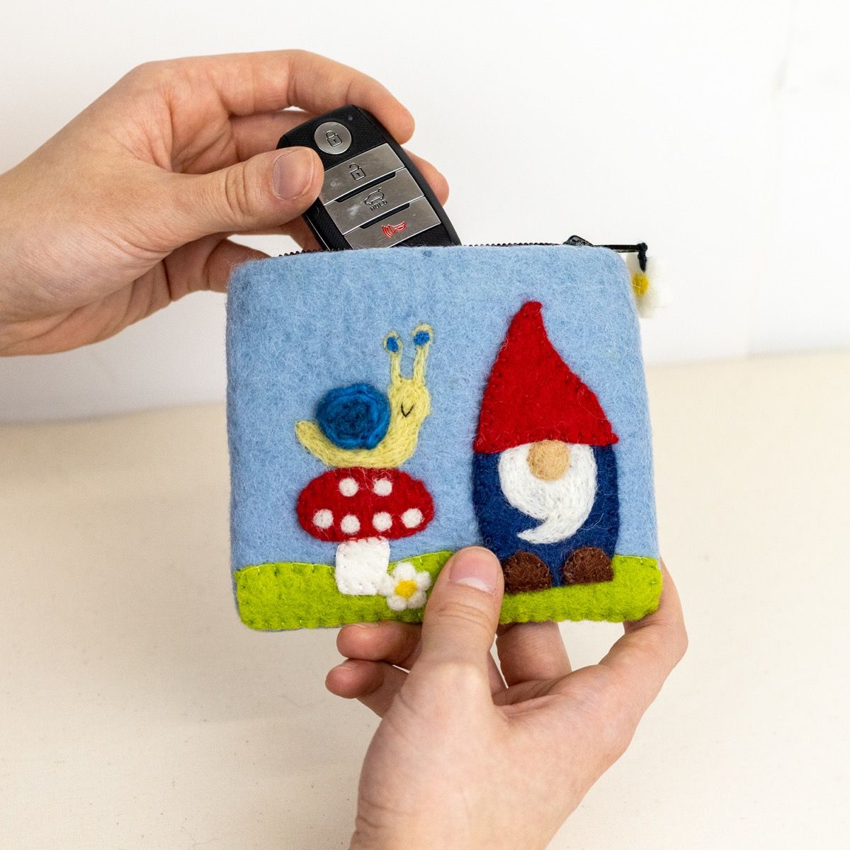 Wild Woolies Handmade Wool Coinpurse - Mushroom Gnome