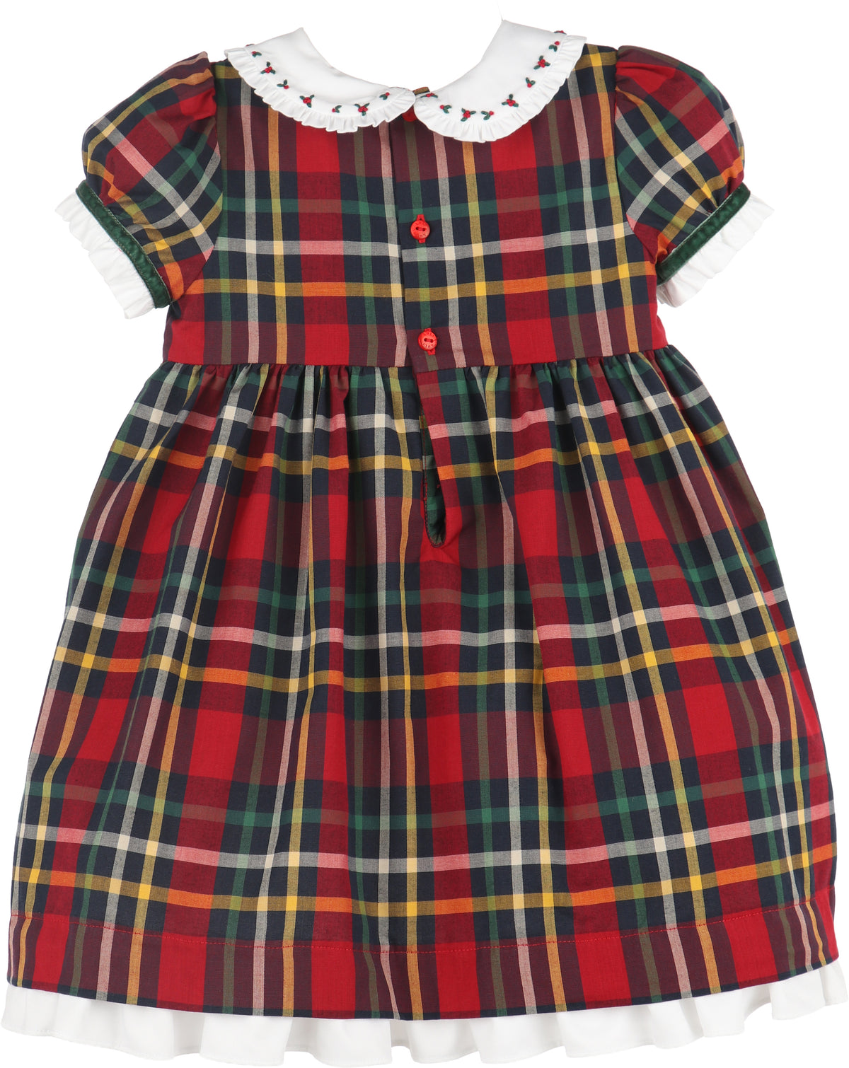 Luli & Me Christmas Plaid Dress, Red, Embroidery Handmade