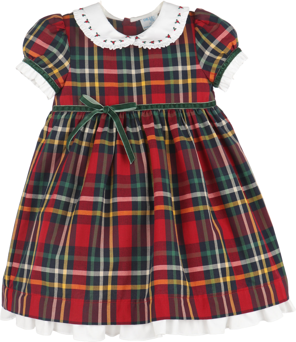 Luli & Me Christmas Plaid Dress, Red, Embroidery Handmade