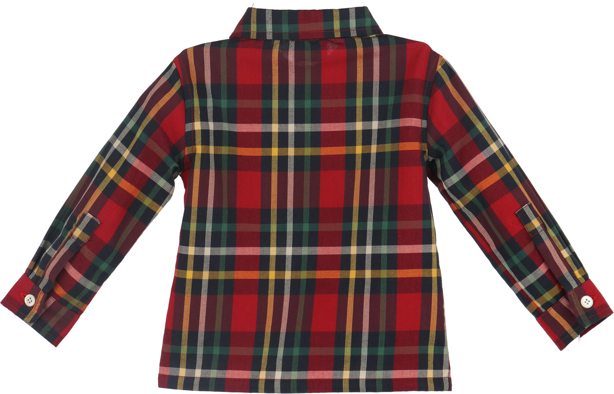 Luli & Me Christmas Plaid Shirt, Red